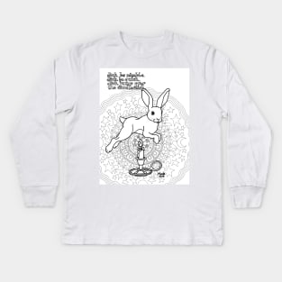 Bunny Nursery Rhyme Series-Jack be Nimble b&w Kids Long Sleeve T-Shirt